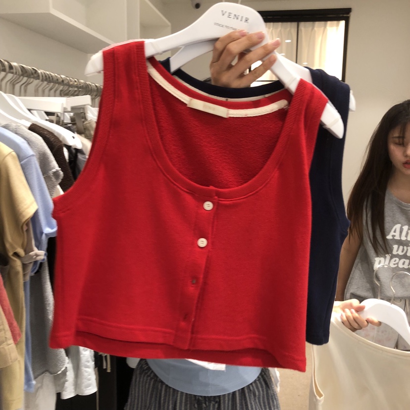 VENIR-a韓國東大門代購女裝新款26夏季吊帶背心無袖紐扣VENIR-a吊帶/背心圖色3