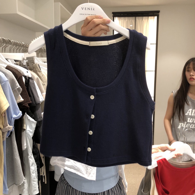 VENIR-a韓國東大門代購女裝新款26夏季吊帶背心無袖紐扣VENIR-a吊帶/背心圖色4
