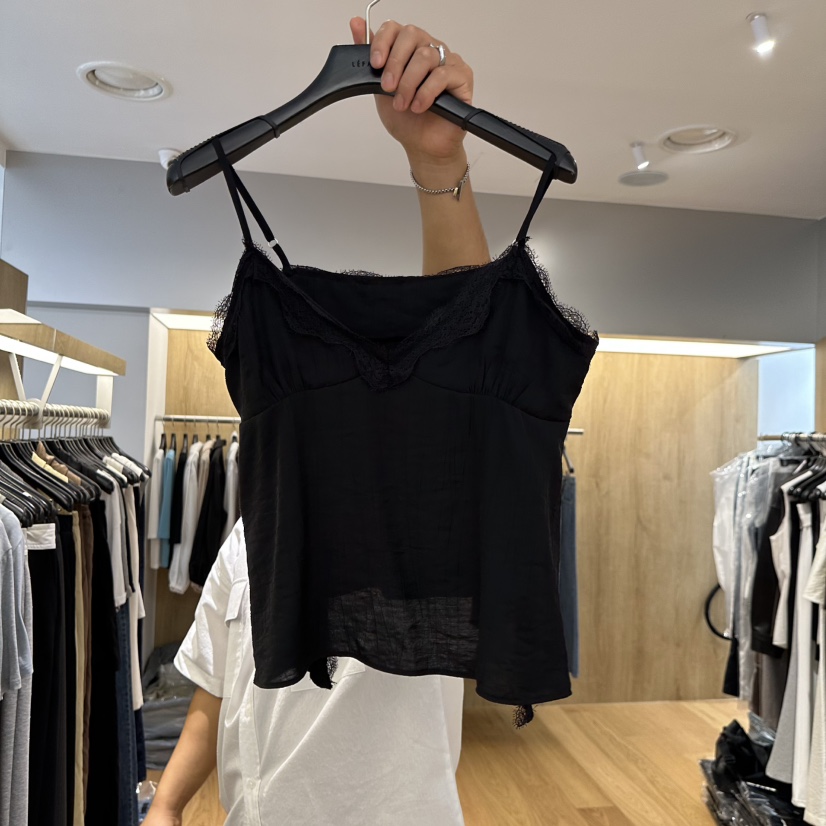 LEFANCY韓國東大門直郵女裝新款熱賣吊帶背心蕾絲褶皺無袖LEFANCY吊帶/背心圖色3