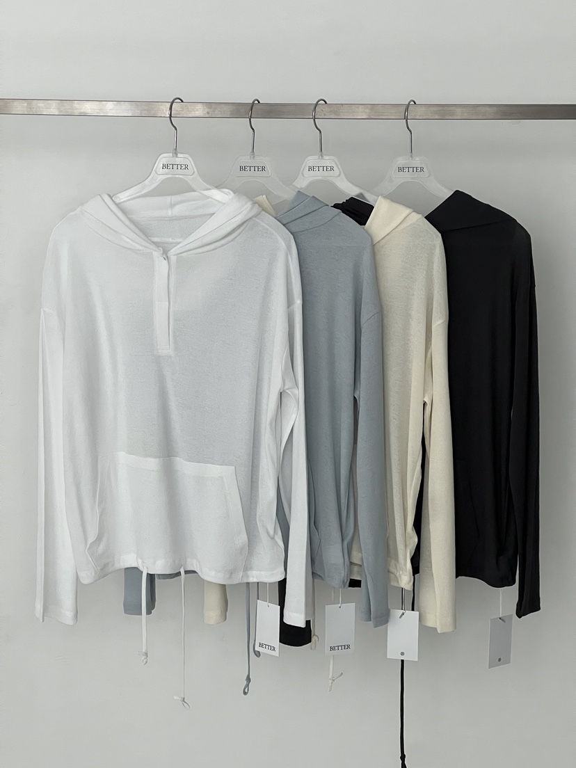 BETTER東大門實拍韓國女士新品26夏季熱賣長袖T恤連帽衫透明BETTER長袖T恤