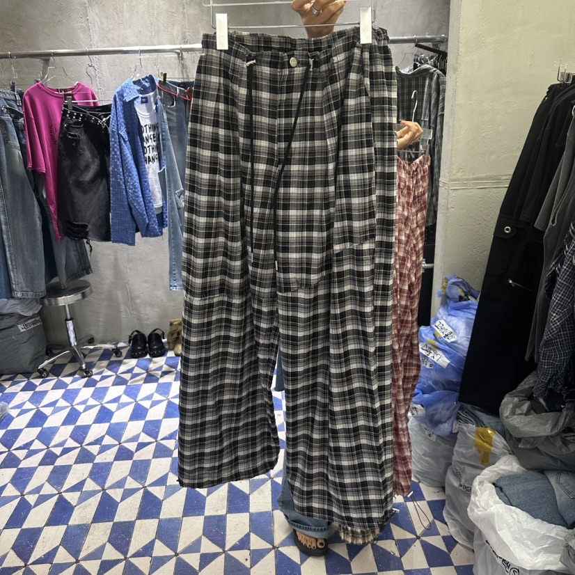AMOUR韓國東大門代購女士新款推薦26春夏熱賣時尚休閑褲格子AMOUR休閑褲圖色2