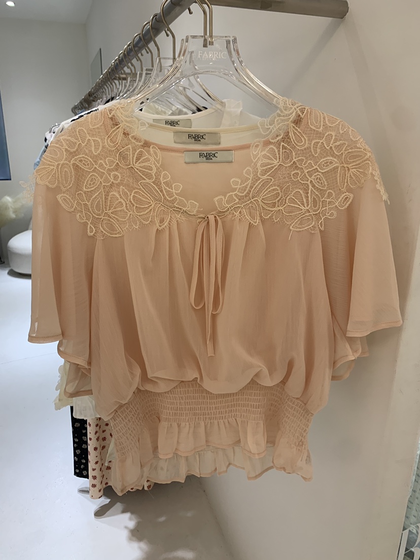 FABRIC韓國東大門代購女士新款職業時尚襯衫蕾絲衫雪紡蕾絲FABRIC襯衫/蕾絲衫