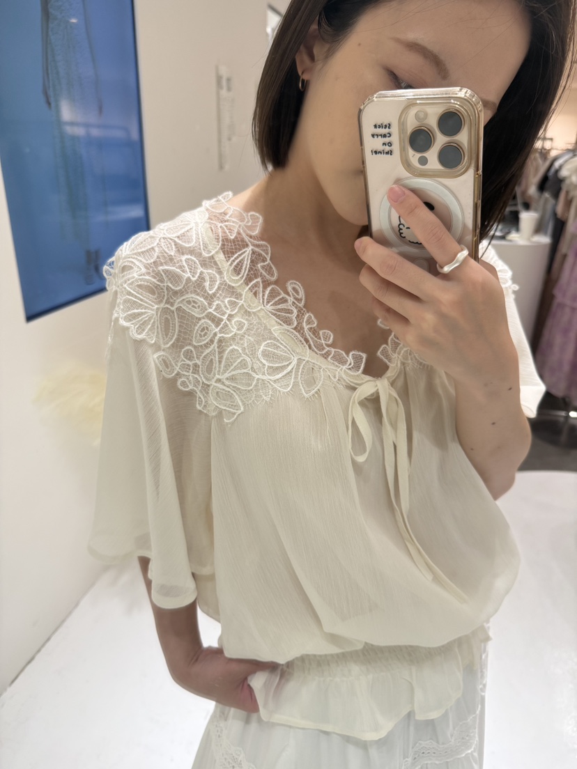 FABRIC韓國東大門代購女士新款職業時尚襯衫蕾絲衫雪紡蕾絲FABRIC襯衫/蕾絲衫
