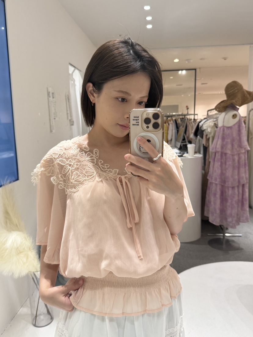 FABRIC韓國東大門代購女士新款職業時尚襯衫蕾絲衫雪紡蕾絲FABRIC襯衫/蕾絲衫