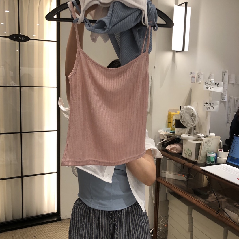 VENIR-a韓國直郵女士新品熱賣26春夏時尚26夏季吊帶背心羅紋VENIR-a吊帶/背心圖色2