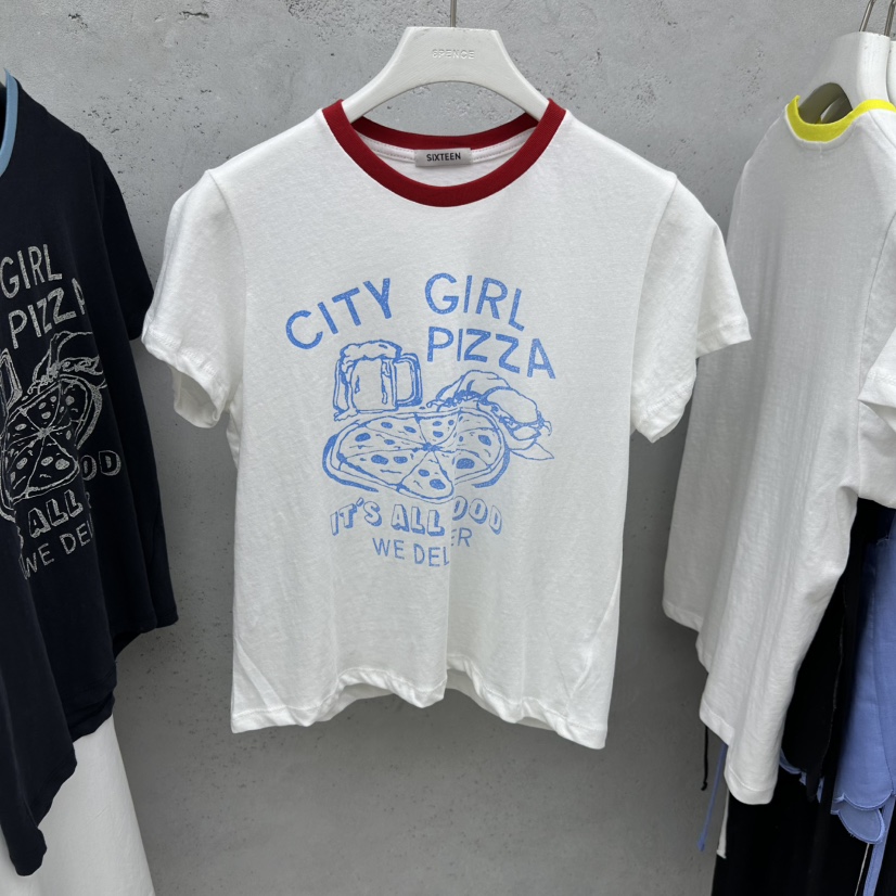 SIXTEEN韓國直郵女士新款休閑26春夏人氣26夏季職業推薦T恤SIXTEENT恤圖色2