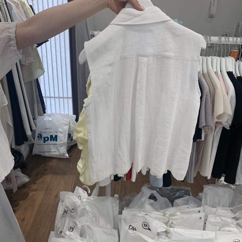 UNDERSTANDING東大門實拍韓國女裝新品推薦吊帶背心褶裥亞麻UNDERSTANDING吊帶/背心
