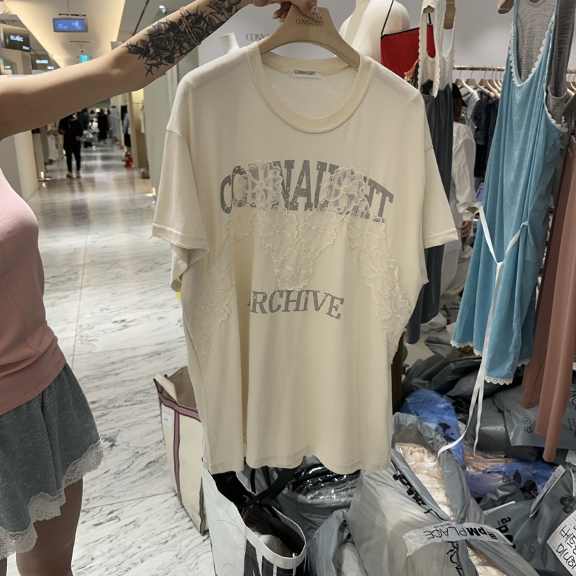 CONNAUGHT/DAILYJUD韓國直郵實拍女士新品26春夏T恤蕾絲CONNAUGHT/DAILYJUDT恤圖色1