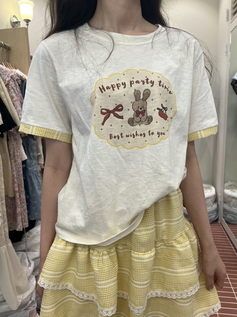 BE&amp;BE韓國代購女士新品時尚人氣休閑推薦T恤兔子絲帶BE&beT恤圖色3