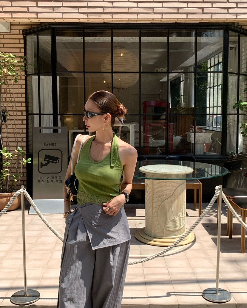 REVE CITE-L韓國直郵女裝新品26夏季吊帶背心蕾絲無袖紐扣REVE CITE-L吊帶/背心