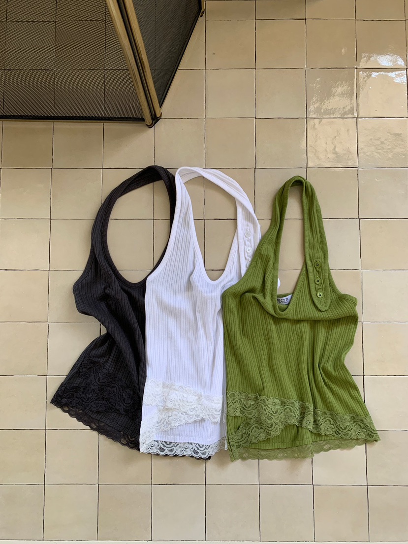 REVE CITE-L韓國直郵女裝新品26夏季吊帶背心蕾絲無袖紐扣REVE CITE-L吊帶/背心
