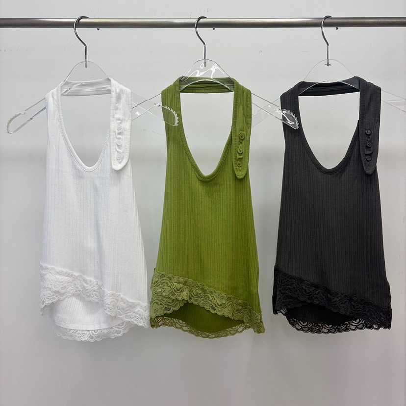 REVE CITE-L韓國直郵女裝新品26夏季吊帶背心蕾絲無袖紐扣REVE CITE-L吊帶/背心