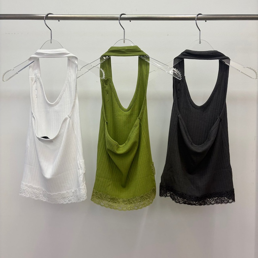 REVE CITE-L韓國直郵女裝新品26夏季吊帶背心蕾絲無袖紐扣REVE CITE-L吊帶/背心