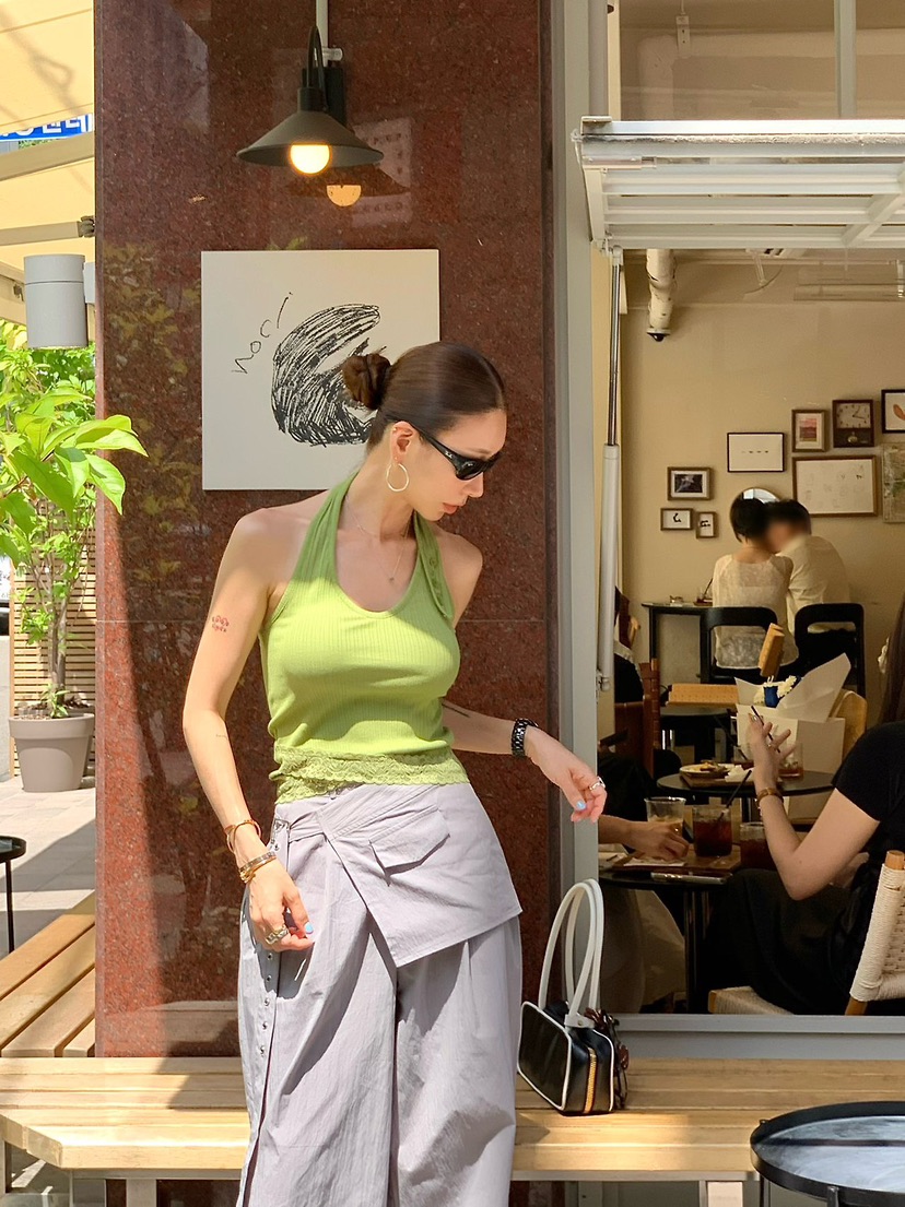 REVE CITE-L韓國直郵女裝新品26夏季吊帶背心蕾絲無袖紐扣REVE CITE-L吊帶/背心圖色1