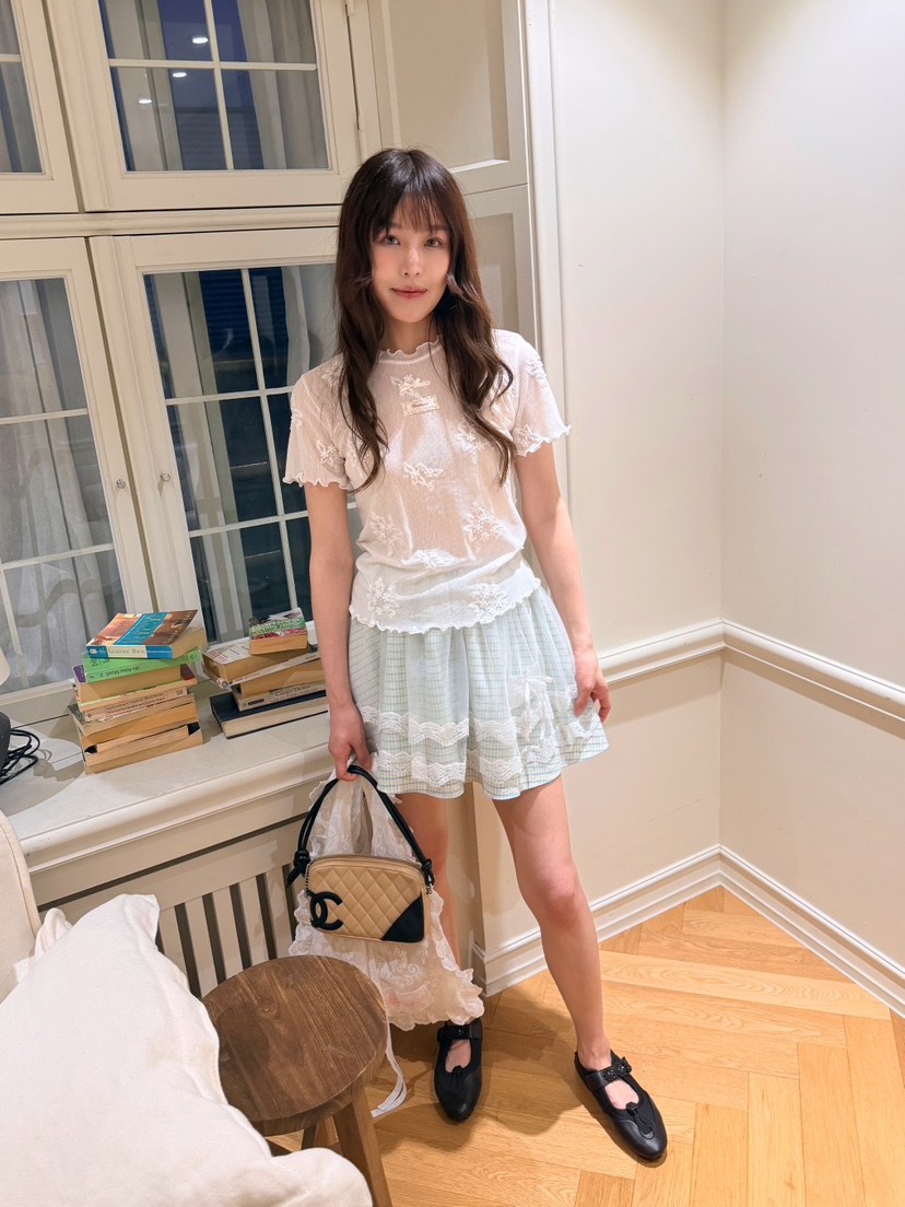 BOUTIQUE-L韓國東大門代購女士新品休閑職業T恤花朵透明BOUTIQUE-LT恤
