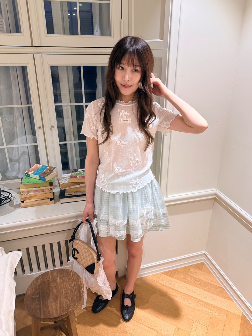 BOUTIQUE-L韓國東大門代購女士新品休閑職業T恤花朵透明BOUTIQUE-LT恤