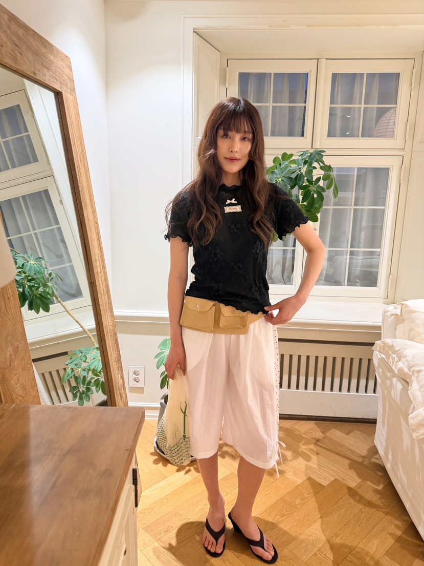 BOUTIQUE-L韓國東大門代購女士新品休閑職業T恤花朵透明BOUTIQUE-LT恤