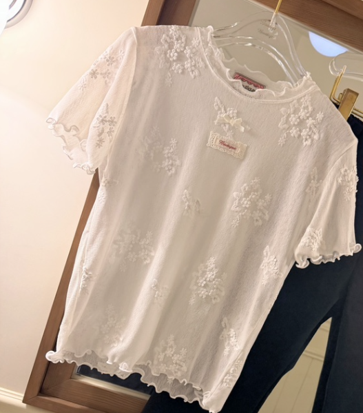 BOUTIQUE-L韓國東大門代購女士新品休閑職業T恤花朵透明BOUTIQUE-LT恤圖色1
