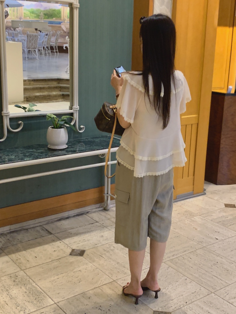 LA CREME韓國東大門代購女裝新品休閑時尚推薦職業短褲亞麻LA CREME短褲