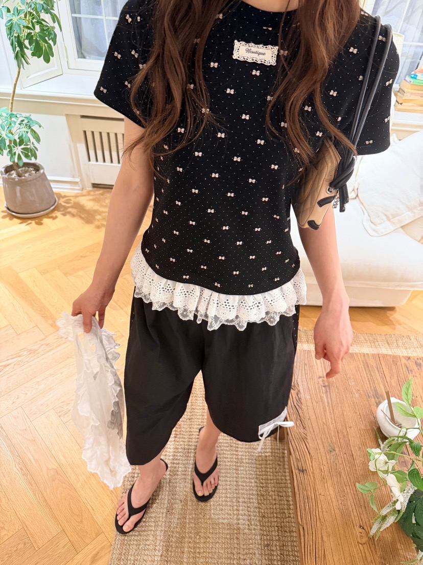 BOUTIQUE-L韓國東大門代購女裝新品熱賣職業人氣T恤絲帶BOUTIQUE-LT恤