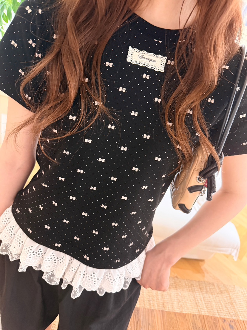 BOUTIQUE-L韓國東大門代購女裝新品熱賣職業人氣T恤絲帶BOUTIQUE-LT恤