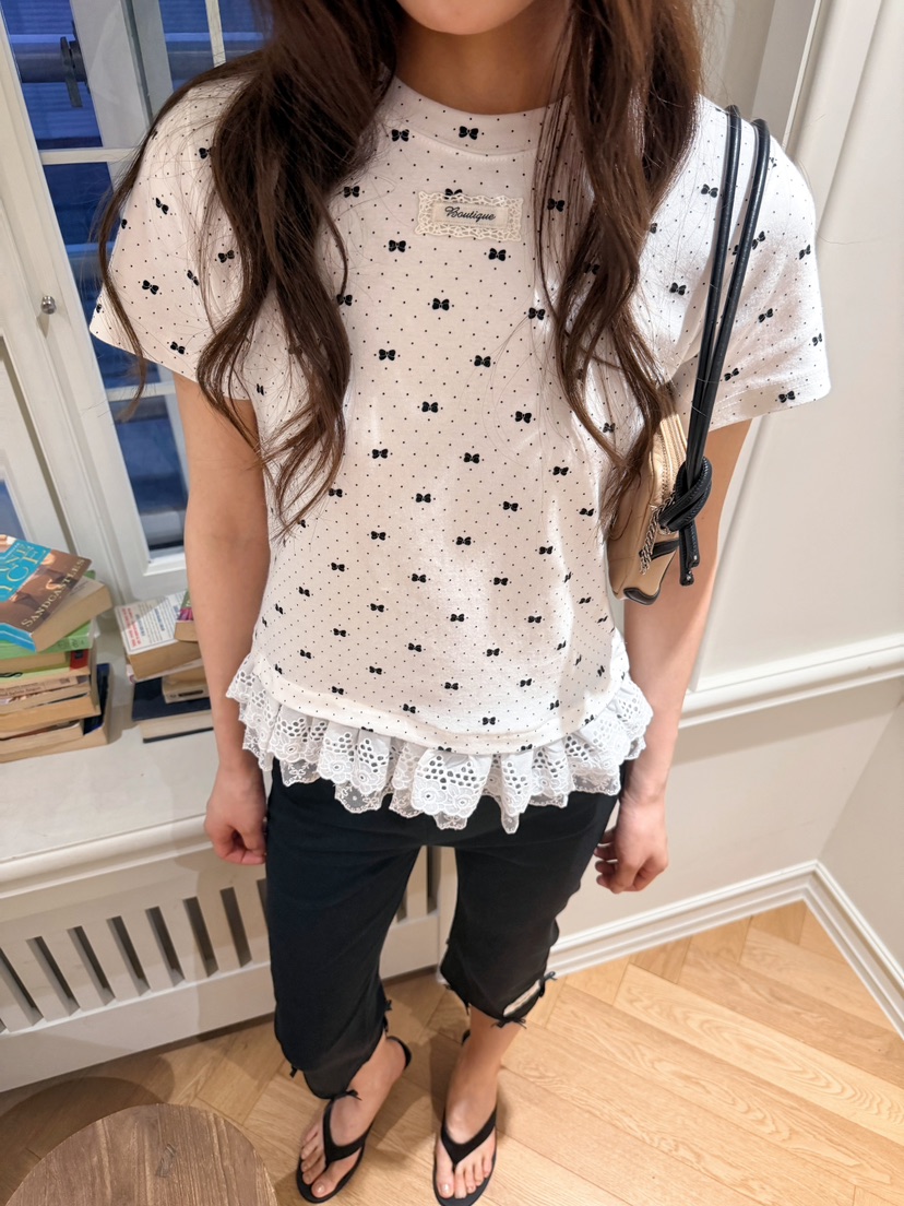BOUTIQUE-L韓國東大門代購女裝新品熱賣職業人氣T恤絲帶BOUTIQUE-LT恤