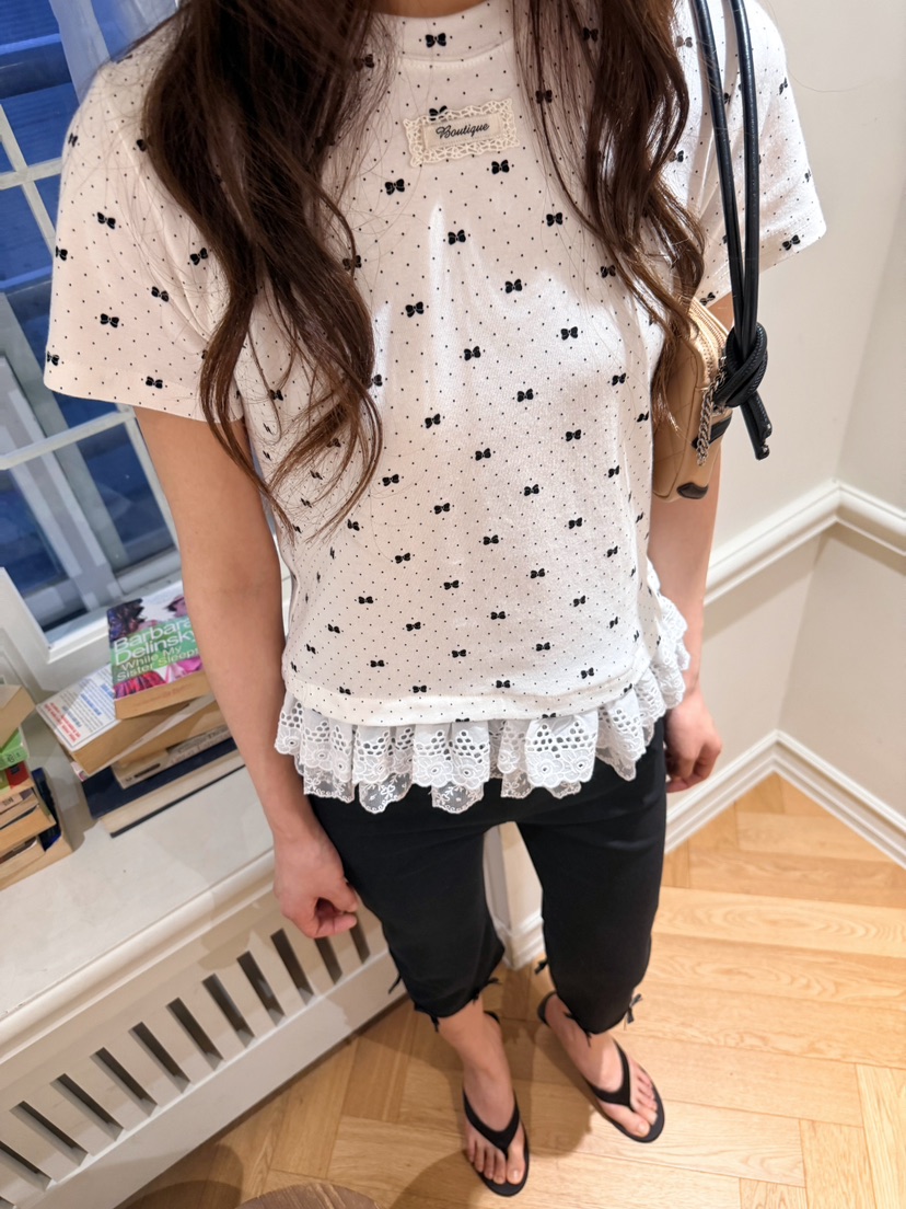 BOUTIQUE-L韓國東大門代購女裝新品熱賣職業人氣T恤絲帶BOUTIQUE-LT恤
