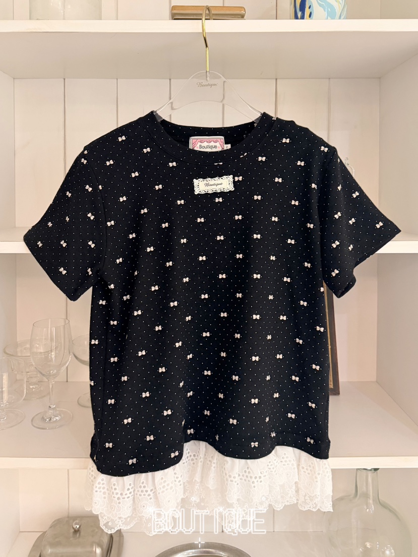 BOUTIQUE-L韓國東大門代購女裝新品熱賣職業人氣T恤絲帶BOUTIQUE-LT恤圖色3