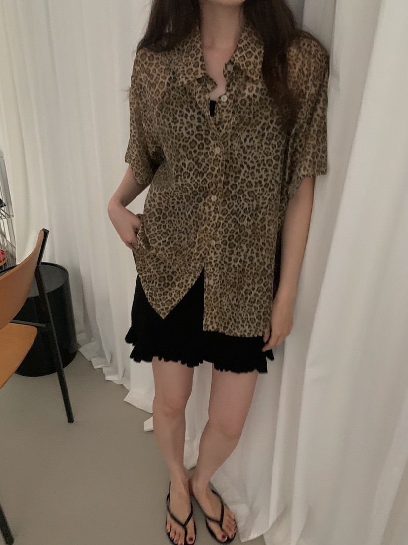 CAMEL-P東大門實拍韓國女裝新品26夏季襯衫蕾絲衫豹紋Came_l 家襯衫/蕾絲衫