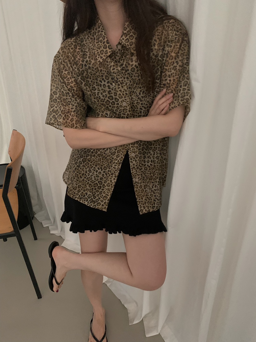 CAMEL-P東大門實拍韓國女裝新品26夏季襯衫蕾絲衫豹紋Came_l 家襯衫/蕾絲衫
