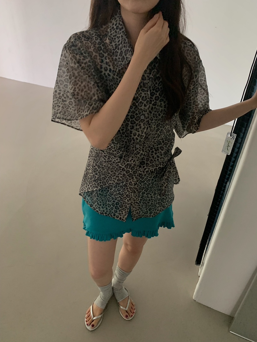 CAMEL-P東大門實拍韓國女裝新品26夏季襯衫蕾絲衫豹紋Came_l 家襯衫/蕾絲衫