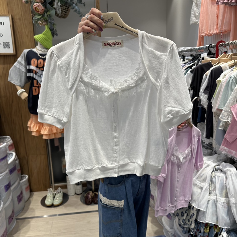 MARI CO韓國直郵女裝新品推薦26夏季熱賣人氣T恤網眼開衫MARI COT恤圖色1