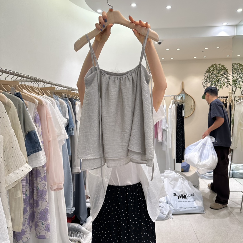 GRACIA韓國直郵實拍女裝新品熱賣休閑26夏季吊帶背心蕾絲褶裥GRACIA吊帶/背心