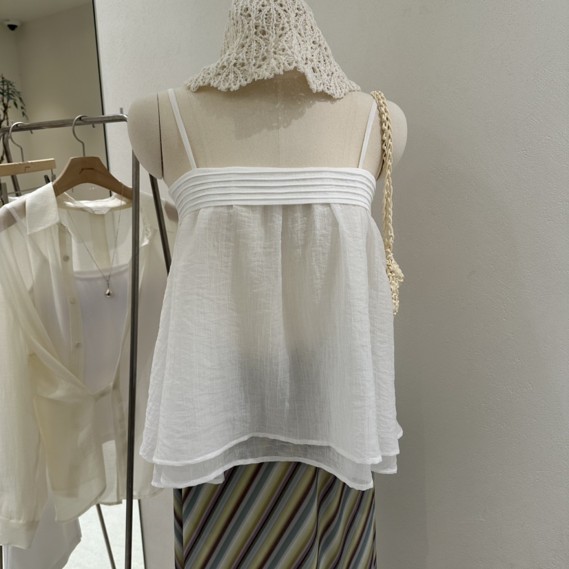 GRACIA韓國直郵實拍女裝新品熱賣休閑26夏季吊帶背心蕾絲褶裥GRACIA吊帶/背心圖色1
