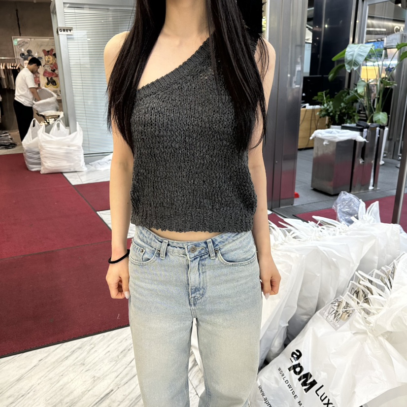 FOUNDATION韓國代購女士新品推薦職業時尚吊帶背心不對稱FOUNDATION吊帶/背心圖色2