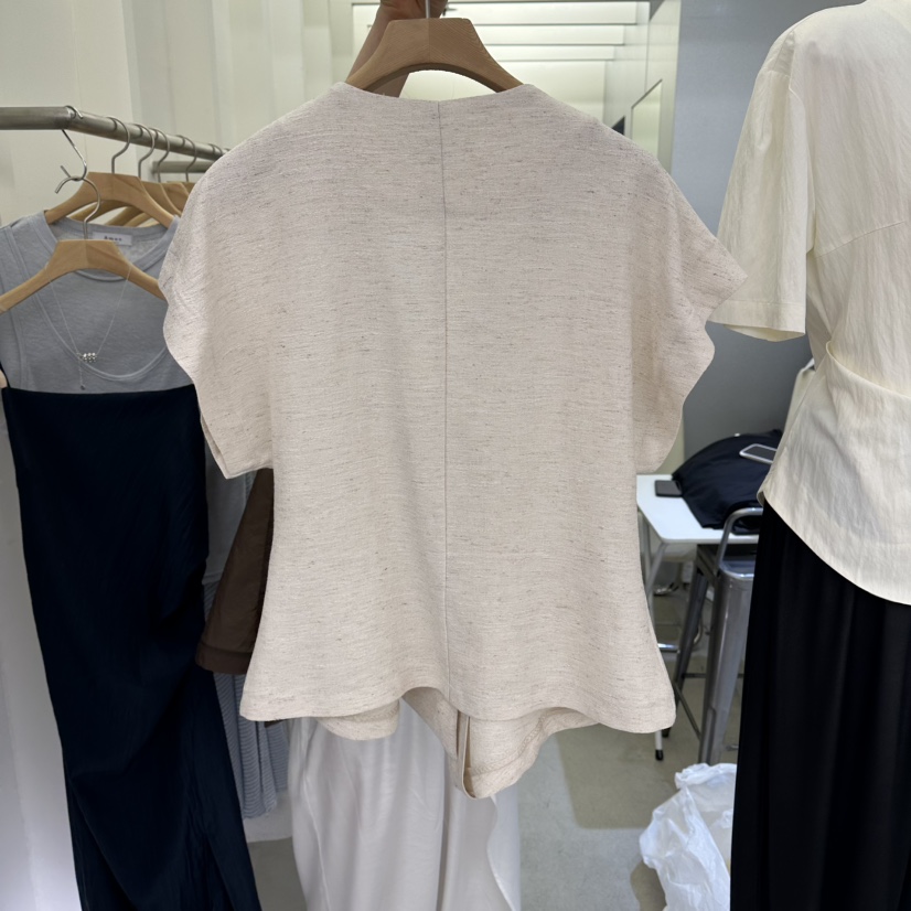 AMON韓國直郵實拍女裝新品休閑職業26夏季襯衫蕾絲衫亞麻AMON襯衫/蕾絲衫