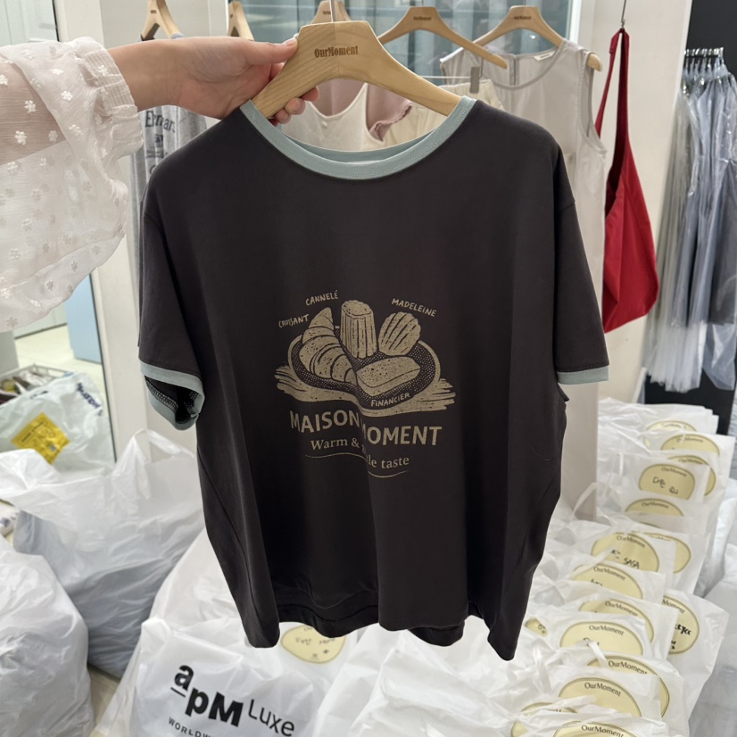 OURMOMENT韓國直郵實拍女裝新品人氣26春夏熱賣26夏季T恤OURMOMENTT恤圖色3