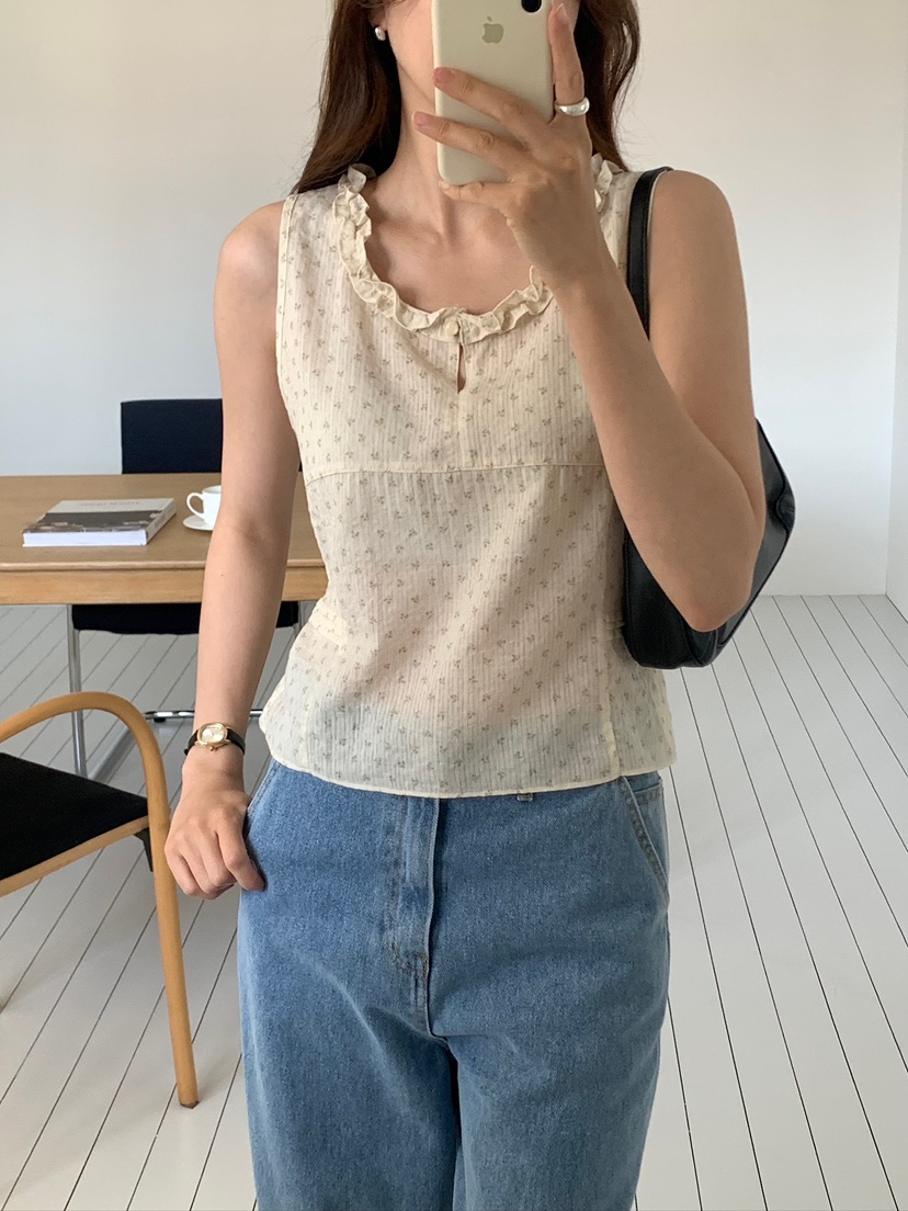 BLEECKER韓國代購女士新款推薦26春夏職業吊帶背心BL花朵BLEECKER吊帶/背心