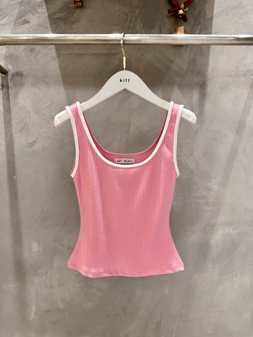 KIFF韓國東大門代購女裝新品時尚職業吊帶背心撞色無袖羅紋KIFF吊帶/背心圖色2