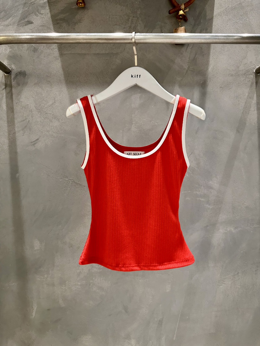 KIFF韓國東大門代購女裝新品時尚職業吊帶背心撞色無袖羅紋KIFF吊帶/背心圖色3