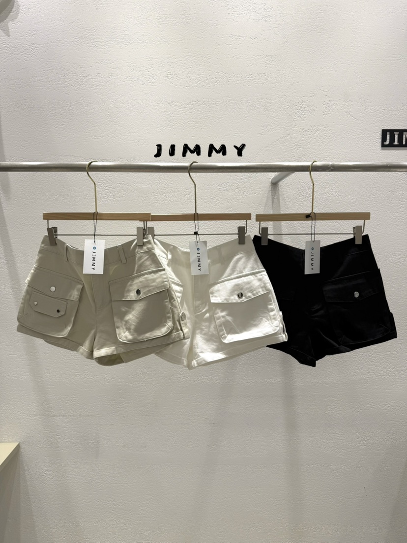 JIMMY韓國直郵女士新款26夏季休閑26春夏職業時尚短褲雙口袋JIMMY/REMAKE短褲