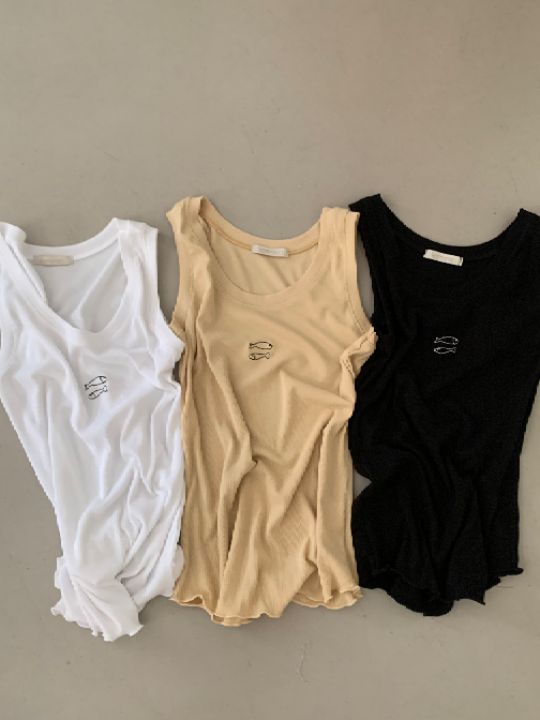 KOMOREBI韓國直郵女裝新品職業26夏季推薦吊帶背心刺繡無袖KOMOREBI吊帶/背心