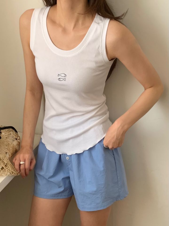 KOMOREBI韓國直郵女裝新品職業26夏季推薦吊帶背心刺繡無袖KOMOREBI吊帶/背心