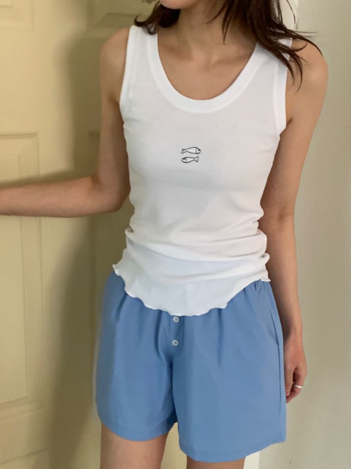 KOMOREBI韓國直郵女裝新品職業26夏季推薦吊帶背心刺繡無袖KOMOREBI吊帶/背心