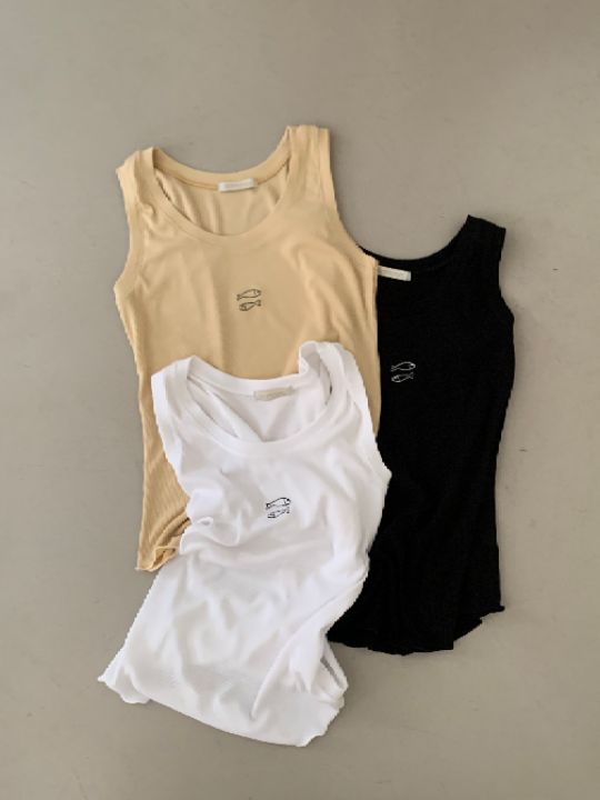KOMOREBI韓國直郵女裝新品職業26夏季推薦吊帶背心刺繡無袖KOMOREBI吊帶/背心