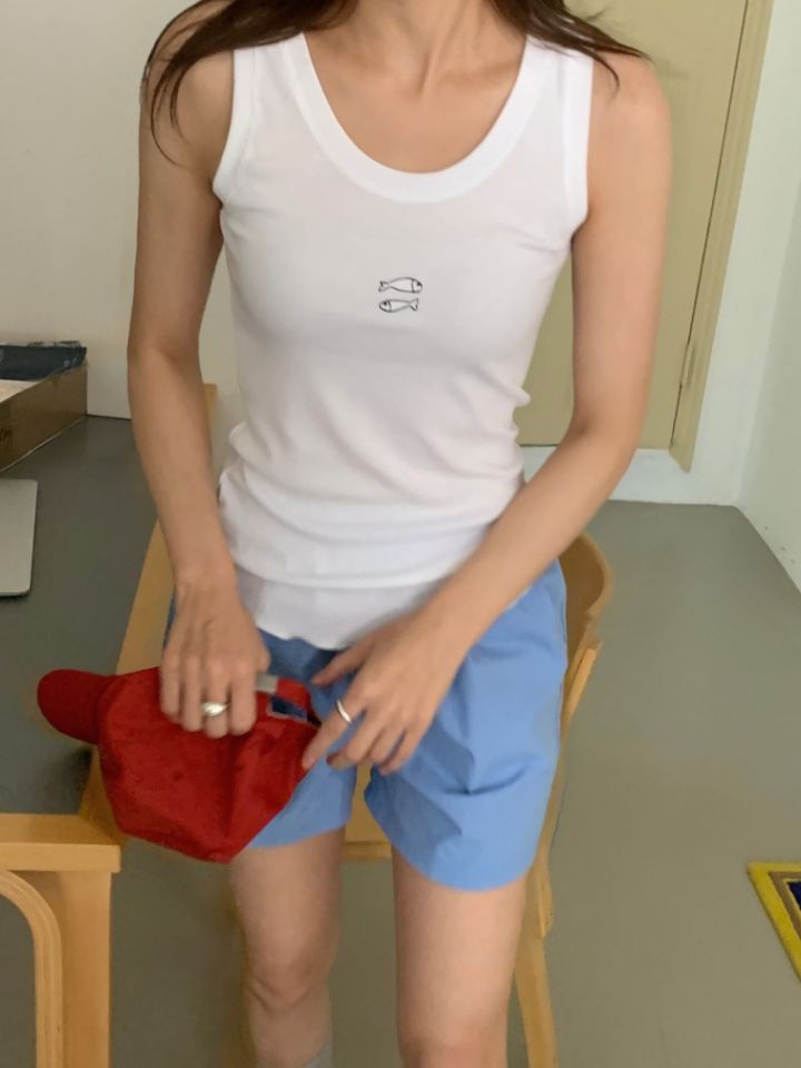 KOMOREBI韓國直郵女裝新品職業26夏季推薦吊帶背心刺繡無袖KOMOREBI吊帶/背心