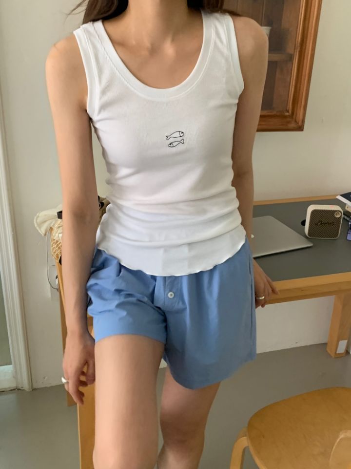 KOMOREBI韓國直郵女裝新品職業26夏季推薦吊帶背心刺繡無袖KOMOREBI吊帶/背心