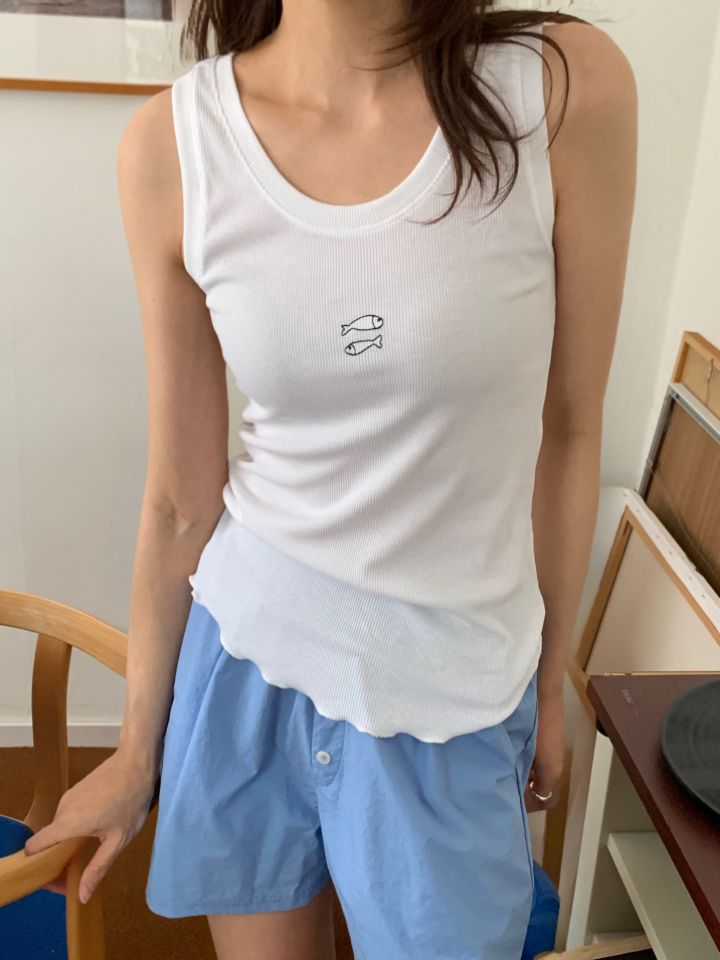 KOMOREBI韓國直郵女裝新品職業26夏季推薦吊帶背心刺繡無袖KOMOREBI吊帶/背心