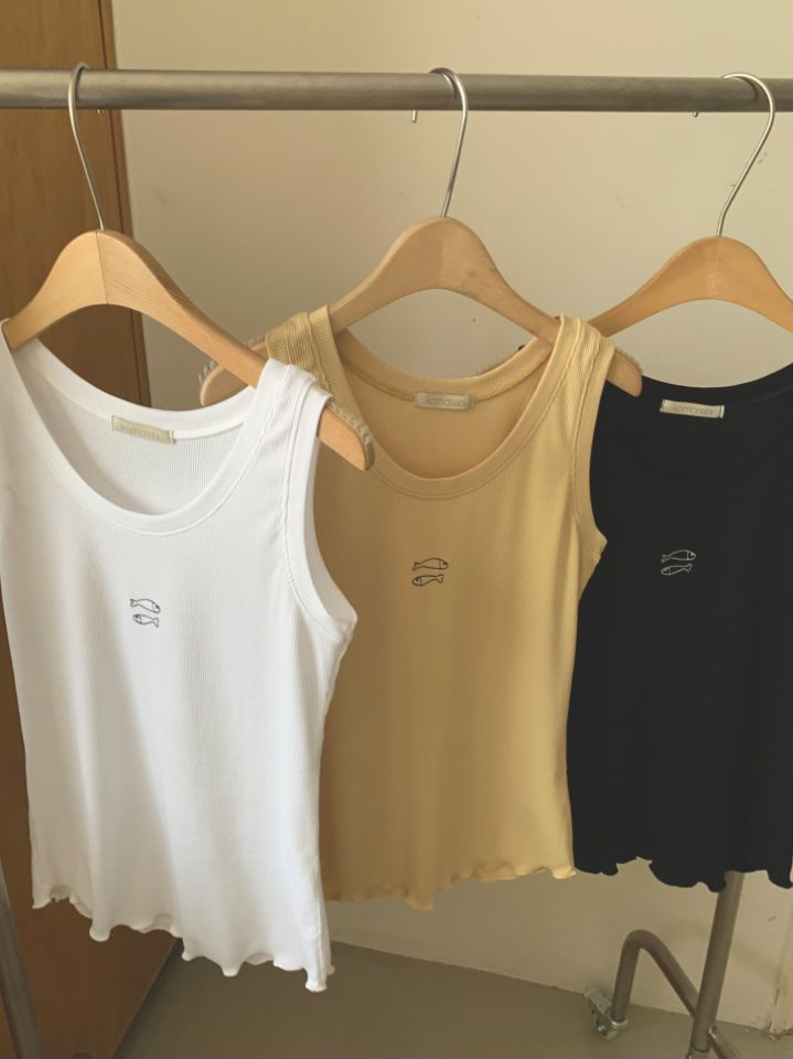 KOMOREBI韓國直郵女裝新品職業26夏季推薦吊帶背心刺繡無袖KOMOREBI吊帶/背心圖色3左三色