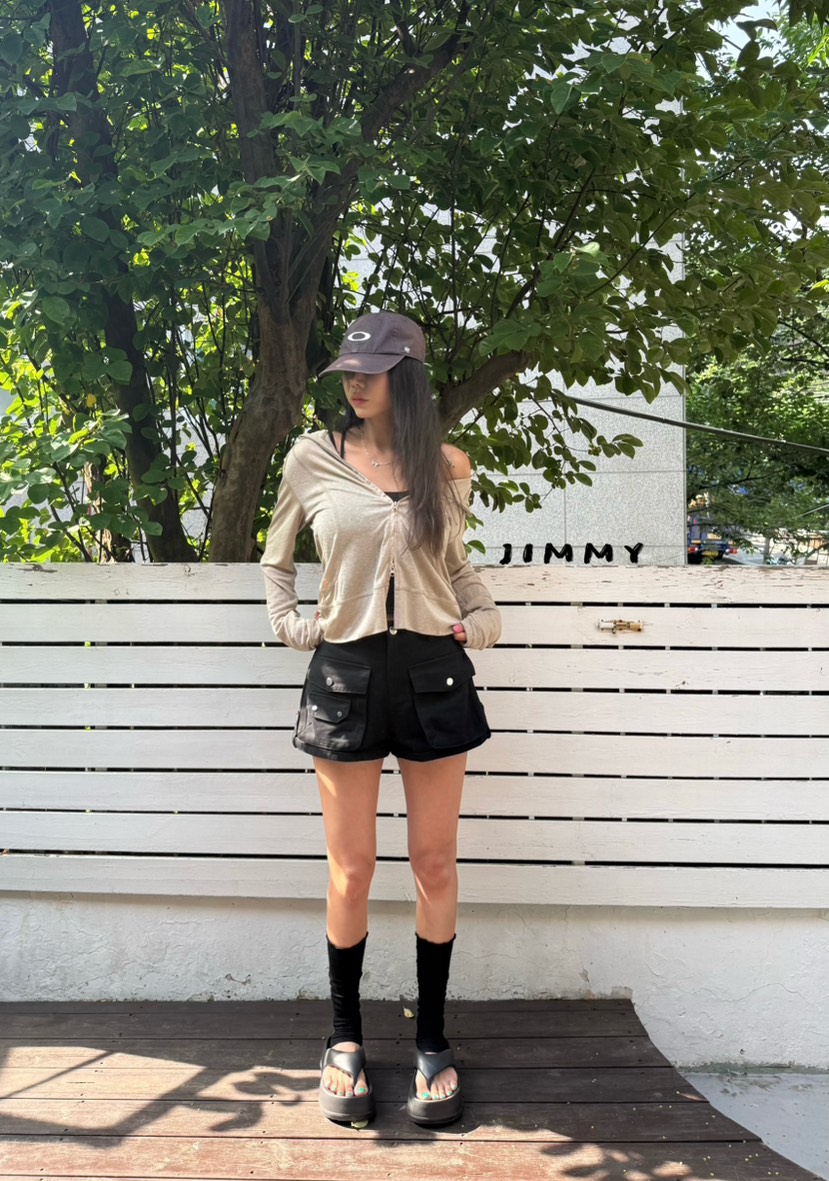 JIMMY韓國東大門代購女裝新款時尚職業26夏季長袖T恤拉鏈JIMMY/REMAKE長袖T恤